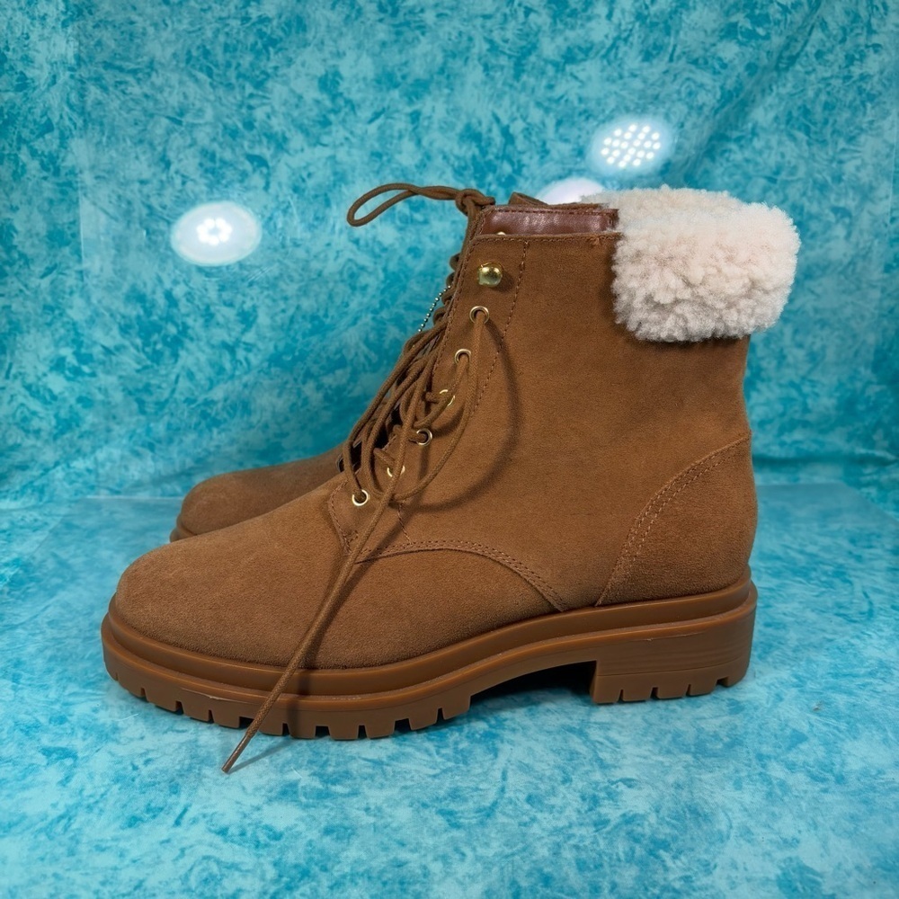 Ralph Lauren Carlee Women’s Brown Suede Water Resistant Suede Lace Up  Boots